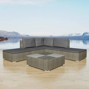 Maison Exclusive – 6-dielna záhradná súprava s vankúšmi Poly Rattan Grey