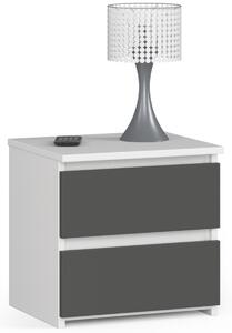 Avord Nočný stolík CL2 40 cm biely/grafitový sivý