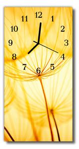 Sklenené hodiny vertikálne Kvety púpava žltá 30x60 cm