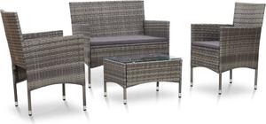 Maison Exclusive – 4-dielna záhradná súprava s poduškami Poly Rattan Grey