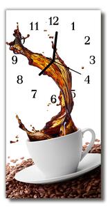Sklenené hodiny vertikálne Kuchynský kávový šálka 30x60 cm