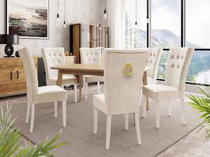 Mirjan24 Rozkladací stôl 140x80 so 6 stoličkami ST67, Farby: natura, Farby: biela, Farby: zlatý, Potah: Magic Velvet 2250 5903211163685
