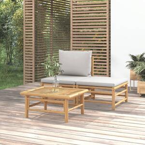 Maison Exclusive – 3-dielna záhradná súprava s svetlosivými vankúšmi z bambusu