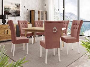Mirjan24 Rozkladací stôl 140x80 so 6 stoličkami ST67, Farby: natura, Farby: biela, Farby: chrom, Potah: Magic Velvet 2258 5903211163814