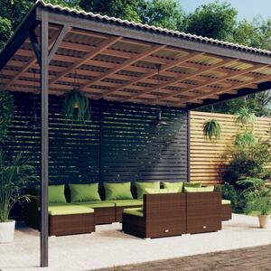 Maison Exclusive – 9-dielna záhradná súprava s vankúšmi, hnedá, z polyrotangu