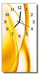 Sklenené hodiny vertikálne Wave umenie žltých čiar 30x60 cm