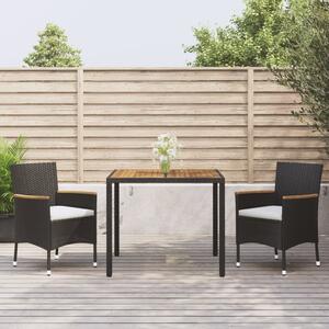 Maison Exclusive – 3-dielna záhradná jedálenská súprava s vankúšmi, čierna, polyratan