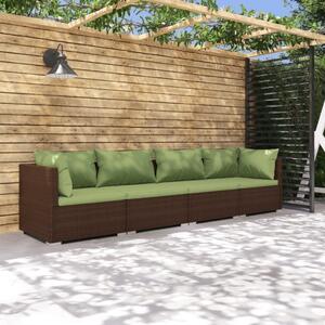 Maison Exclusive – 4-dielna záhradná súprava s poduškami Poly Rattan hnedá