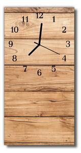 Sklenené hodiny vertikálne Béžové drevené panely 30x60 cm