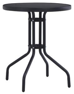 Záhradný stôl čierny 60 cm oceľ a sklo