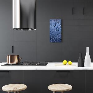 Sklenené hodiny vertikálne Kuchyňa. Modré sklenené kvapky 30x60 cm