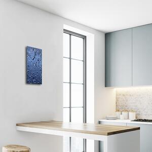Sklenené hodiny vertikálne Kuchyňa. Modré sklenené kvapky 30x60 cm
