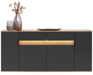 ŠIROKÁ KOMODA, antracitová, farba duba, 180,6/82/42 cm Dieter Knoll - Komody