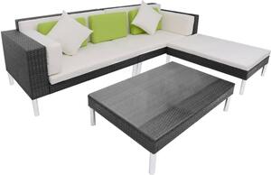 Maison Exclusive – 4-dielna záhradná súprava s poduškami z polyratanu, čierna