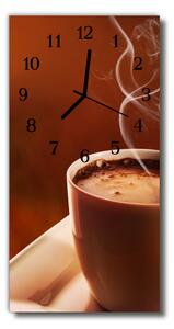 Sklenené hodiny vertikálne Béžový šálka kávy 30x60 cm