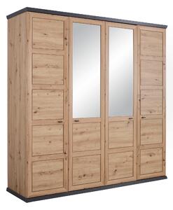 SKRIŇA S OTOČNÝMI DVERAMI, tmavosivá, dub artisan, 205/209/60 cm Hom`in - Skrine
