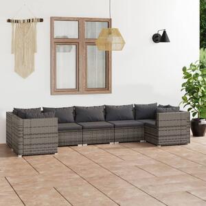 Maison Exclusive – 7-dielna záhradná súprava s vankúšmi Poly Rattan Grey