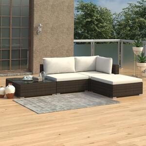 Maison Exclusive – 4-dielna záhradná súprava s poduškami Poly Rattan hnedá