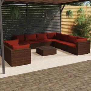 Maison Exclusive – 10-dielna záhradná súprava s vankúšmi, hnedá, z polyrotangu