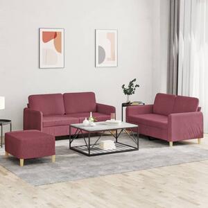 Maison Exclusive – 3-dielna sedacia súprava s vankúšmi, vínovočervená látka