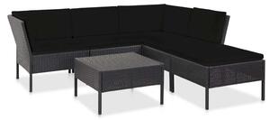Maison Exclusive – 6-dielna záhradná súprava s poduškami, polyratan, čierna