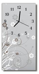Nástenné hodiny vertikálne Kvetinový šedý vzor 30x60 cm