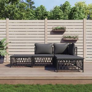 Maison Exclusive – 4-dielna záhradná súprava s vankúšmi, antracitová oceľ