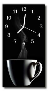 Nástenné hodiny vertikálne Kuchyňa. Šálka ​​čiernej kávy 30x60 cm