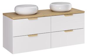 Comad Závěsná skříňka pod umyvadlo Aster Nordic Wiki s deskou 120 cm bílá/dub cremona