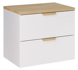 Comad Závěsná skříňka pod umyvadlo Aster s deskou 60 cm bílá/dub cremona