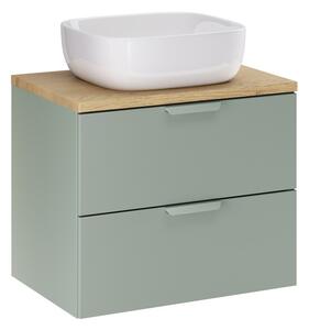 Comad Závěsná skříňka Aster Smile s deskou a umyvadlem 60 cm zelená/dub cremona