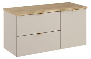 Comad Závěsná skříňka pod umyvadlo Dalia Cashmere Nature s košem na prádlo a deskou 100 cm dub cremona/kašmírová