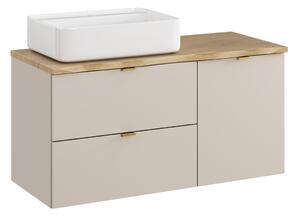 Comad Závesná skrinka Dalia Cashmere Nature Magic s košom na bielizeň, doskou a umývadlom 100 cm kašmírová/dub cremona
