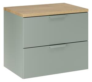 Comad Závěsná skříňka pod umyvadlo Aster s deskou 60 cm zelená/dub cremona