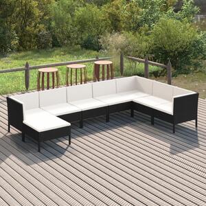 Maison Exclusive – 8-dielna záhradná súprava s poduškami z polyratanu, čierna