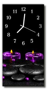Nástenné hodiny vertikálne Kamene s farebnými kúpeľnými sviečkami 30x60 cm