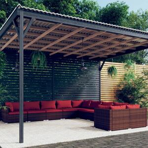 Maison Exclusive – 10-dielna záhradná súprava s vankúšmi z polyrotangu v hnedej farbe