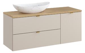Comad Závěsná skříňka pod umyvadlo Dalia Cashmere Nordic Lena s deskou, košem na prádlo a umyvadlem 120 cm béžová/dub cremona