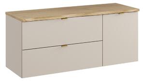 Comad Závěsná skříňka pod umyvadlo Dalia Cashmere Nature s deskou a košem na prádlo 120 cm béžová/dub cremona