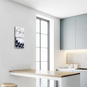 Nástenné hodiny vertikálne Tkanie šedý kuchynský stôl 30x60 cm