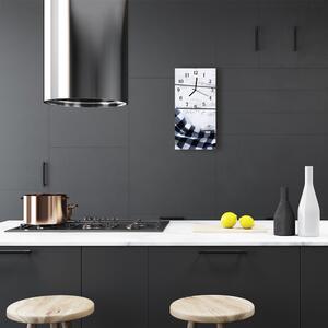 Nástenné hodiny vertikálne Tkanie šedý kuchynský stôl 30x60 cm