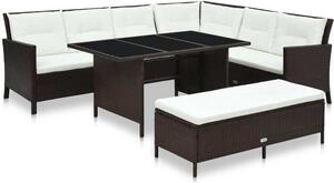 Maison Exclusive – 3-dielna záhradná súprava s vankúšmi z polyrotangu v hnedej farbe