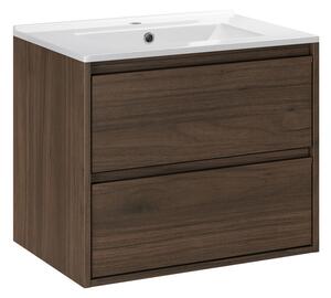 Comad Závěsná skříňka Villa Lava se zápustným umyvadlem 60 cm ořech