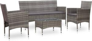 Maison Exclusive – 4-dielna záhradná súprava s poduškami Poly Rattan Grey
