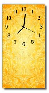 Sklenené hodiny vertikálne Umenie abstrakcie žltá 30x60 cm