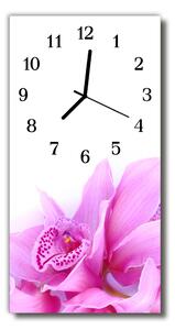 Sklenené hodiny vertikálne Art orchid ružová 30x60 cm
