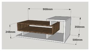Dizajnový konferenčný stolík Habiba 90 cm biely / orech