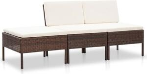 Maison Exclusive – 3-dielna záhradná súprava s vankúšmi z polyrotangu v hnedej farbe