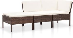 Maison Exclusive – 3-dielna záhradná súprava s vankúšmi z polyrotangu v hnedej farbe