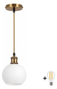 BRILAGI - LED luster na lanku RETRO GLASS 1xE27/60W/230V pr. 15 cm zlatá/biela